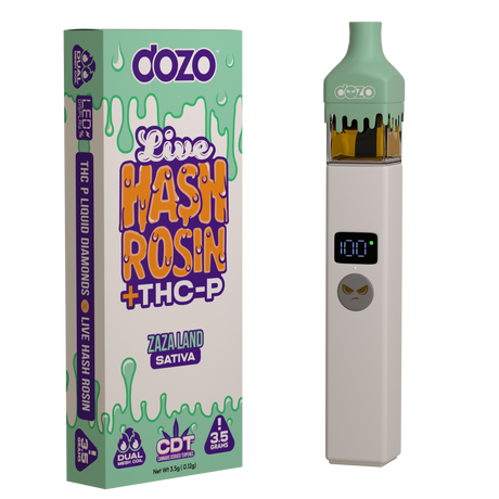 Dozo Live Hash Rosin + THC-P Disposable – 3.5g high-potency solventless extract.