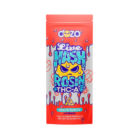 Dozo Live Hash Rosin Pre-Rolls – 2-pack with THCa rosin, diamonds, and THCP kief.