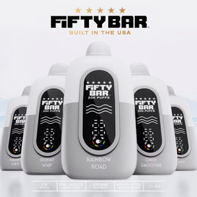 FIFTY BAR White Series – 20,000 puff disposable with fruity, mint, and candy-inspired flavors.