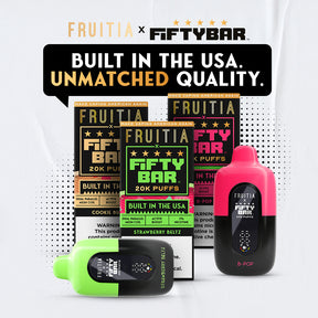 FRUTIA x FIFTY BAR 20K – 20,000 puff disposable with Fruitia flavors and US-made hardware