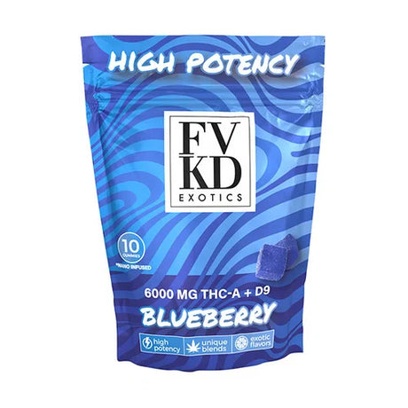 FVKD Exotics High Potency Gummies – 6,000mg pouch with 600mg per gummy.