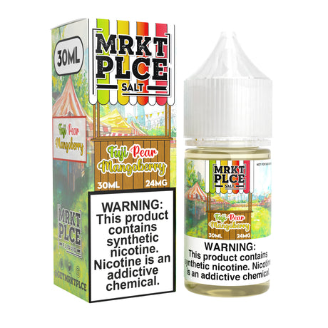 MRKT PLCE Fuji Pear Mangoberry Nic Salt 30ml bottle with Fuji apple, pear, mango, and berry flavors