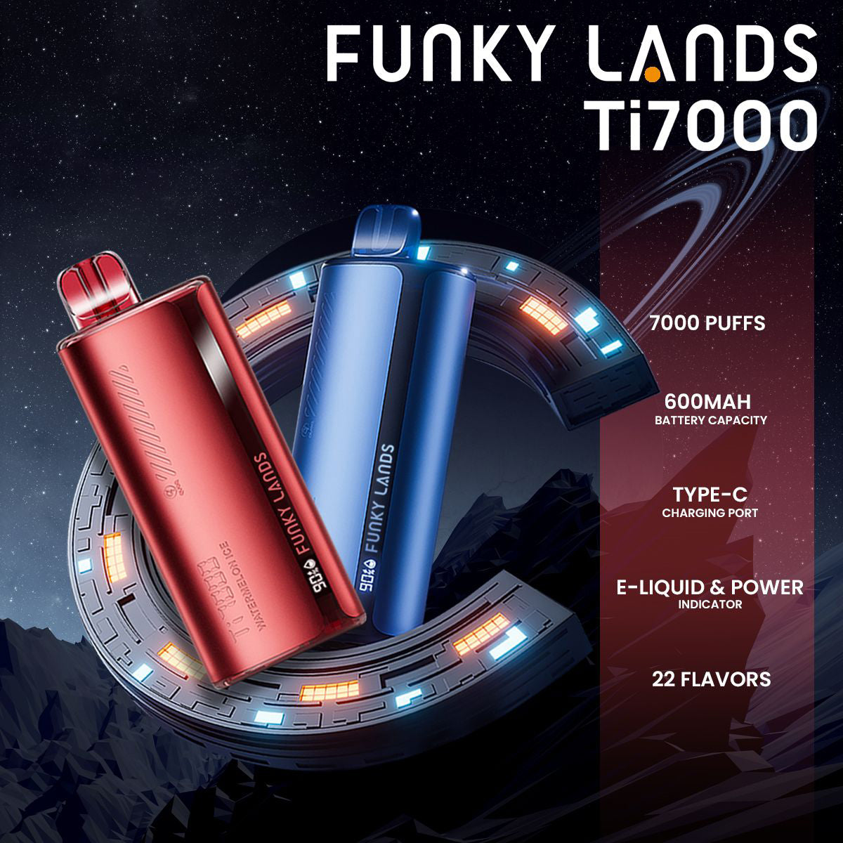 Funky Lands Ti7000 Rechargeable Disposable