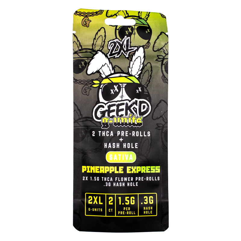 GEEK'D g-units 2XL THCA Pre-Rolls + Hash Hole 1.5g - 2 Count