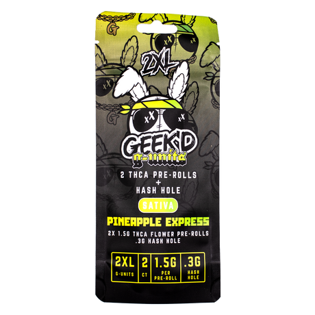 GEEK'D g-units 2XL THCA Pre-Rolls + Hash Hole 1.5g - 2 Count