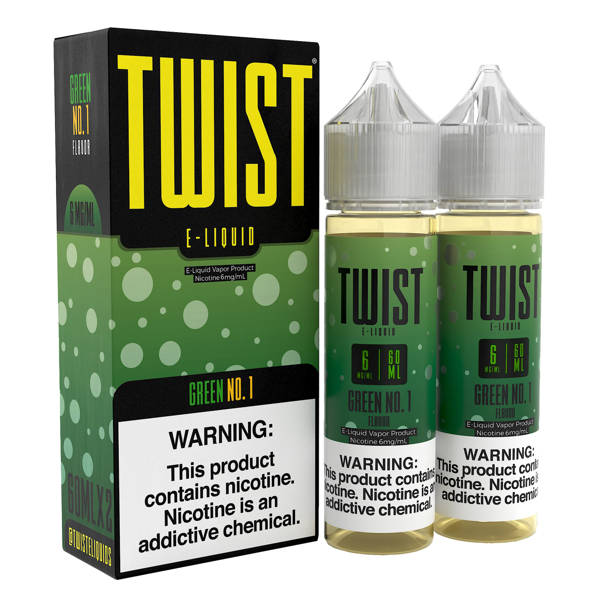 Twist E-Liquid Green No.1 – 120mL twin pack of honeydew and cantaloupe vape juice with a naturally sweet and refreshing flavor.