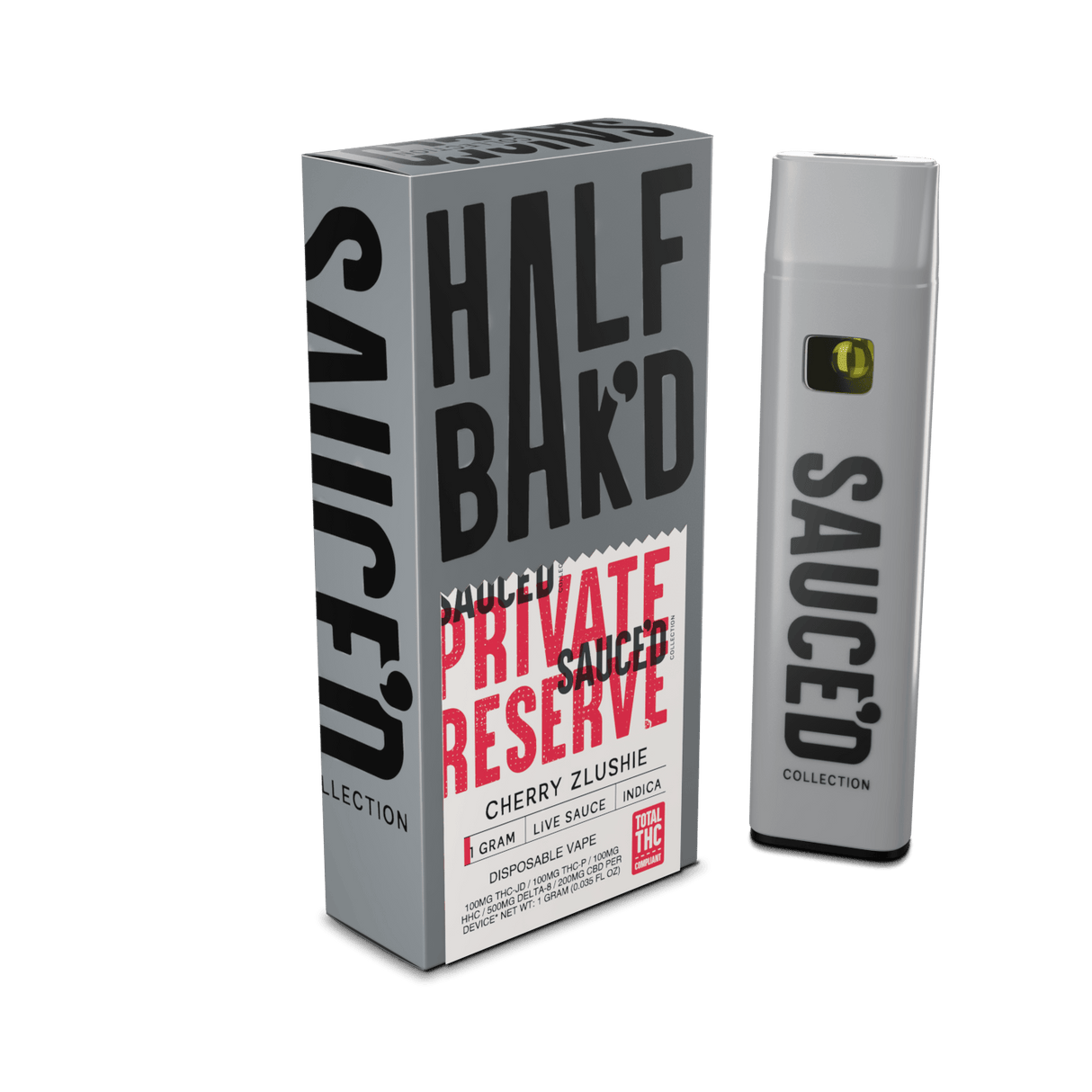 HALF BAK'D Sauce’d "Private Reserve" Blend 1g Disposable Vape – High-Potency THC-A, THC-P, HHC, and CBD Rechargeable Vape