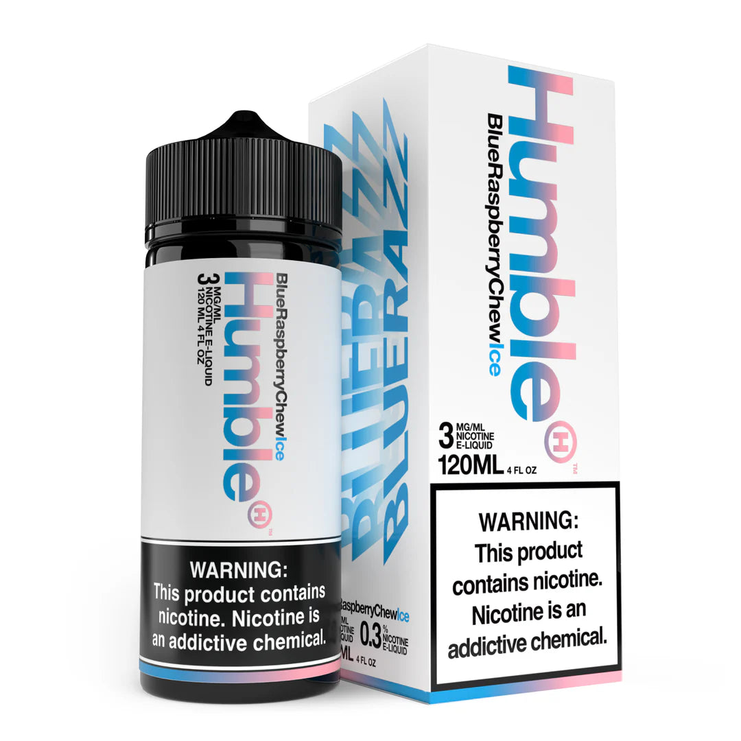 Humble Juice Co Berry Blow Doe ICE 120mL E-Liquid bottle with child-resistant cap and frosty blue raspberry flavor.