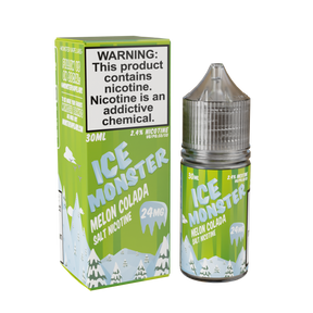 Ice Monster Salt – Melon Colada – 30mL nicotine salt e-liquid featuring juicy pineapple, creamy coconut, sweet melon, and a refreshing menthol exhale.