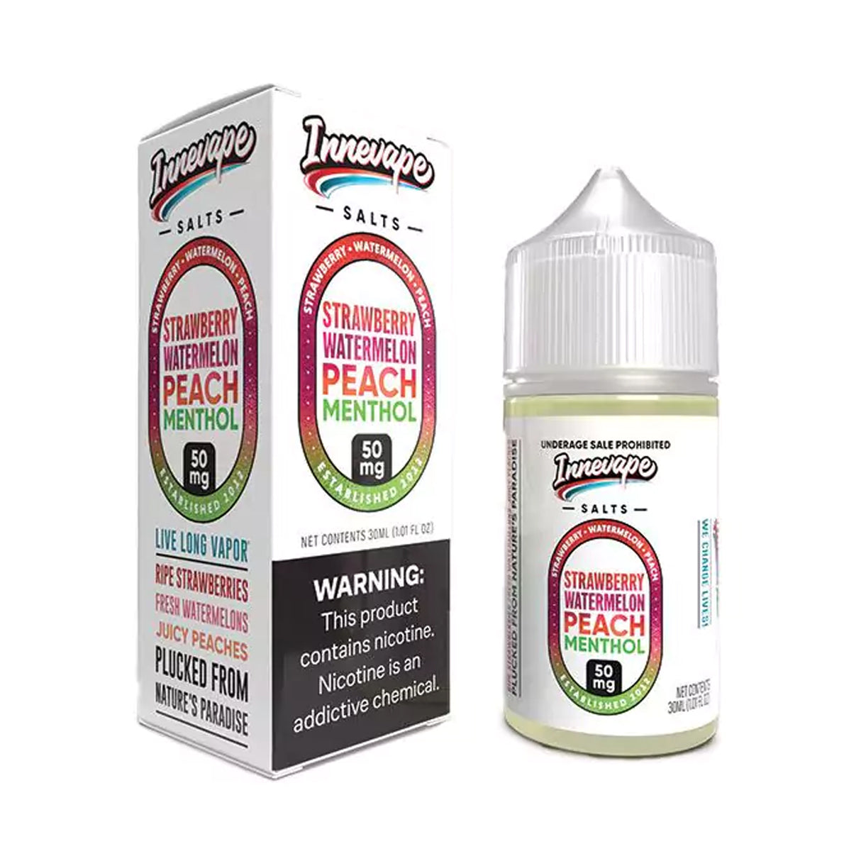 Innevape Salts -  Strawberry Watermelon Peach Menthol Nic Salt  - 30ML E-Liquid