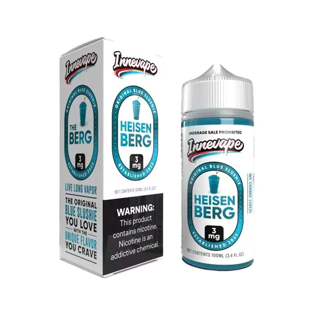 Innevape Heisenberg – 100mL e-liquid featuring bold blue raspberry slushie flavor with a cool, tangy finish.