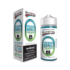 Innevape Heisenberg Sour Apple Menthol – 100mL e-liquid featuring icy blue raspberry slushie, crisp green apple, and a frosty menthol finish.