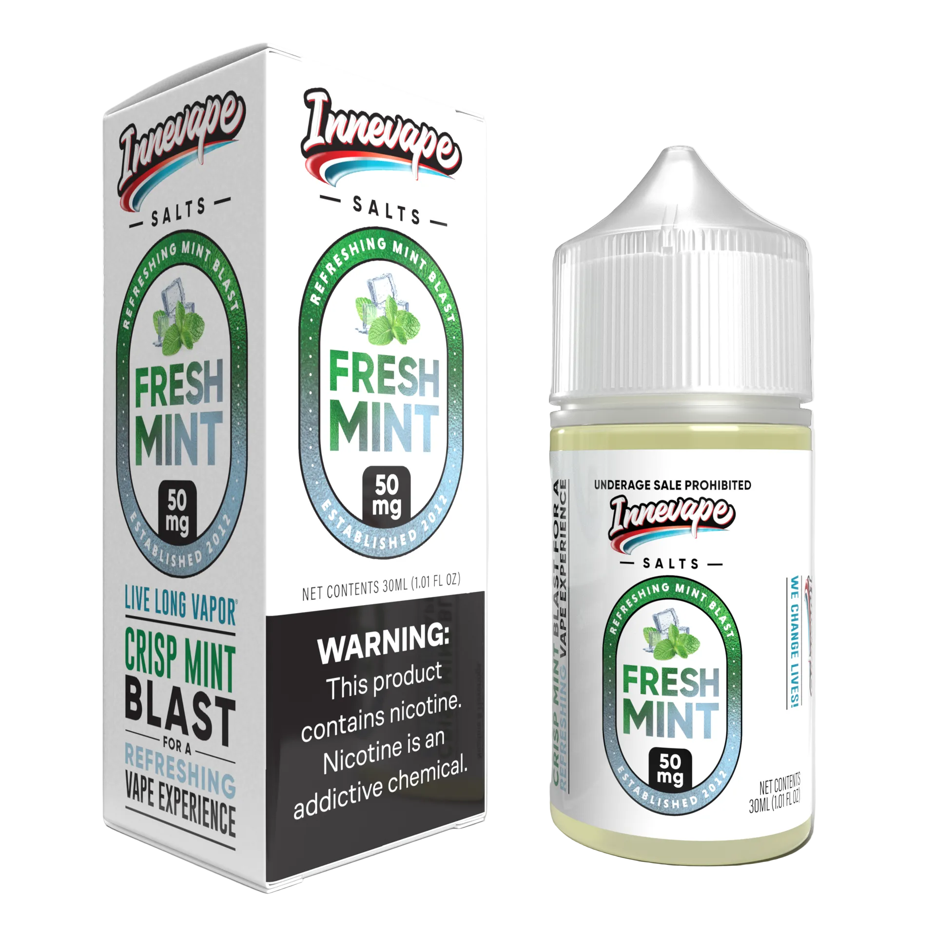 cool mint vape juice Fresh Mint Salts by Innevape – Crisp Mint and Cool Menthol Nicotine Salt E-Liquid – VapoRider