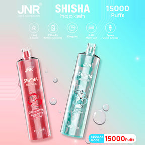 JNR Shisha Hookah 15000 Disposable E-Hookah featuring 15,000 puffs, mesh coil, and Type-C rechargeable battery.