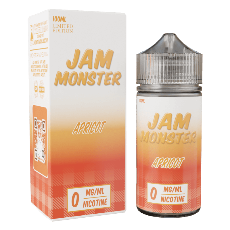 Jam Monster - Apricot E-Liquid – Premium 100mL bottle with sweet apricot jam, butter, and toast flavor.