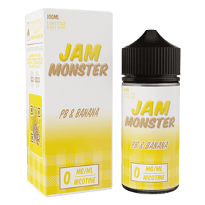 Jam Monster - PB & Banana E-Liquid – 100mL bottle with peanut butter and banana jam flavor.