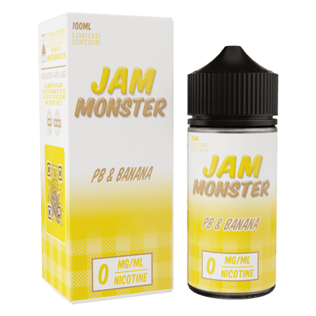 Jam Monster - PB & Banana E-Liquid – 100mL bottle with peanut butter and banana jam flavor.