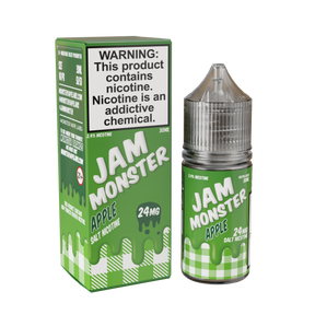 Jam Monster Salt – Apple – 30mL nicotine salt e-liquid featuring sweet apple jam, buttery toast, and a smooth finish.