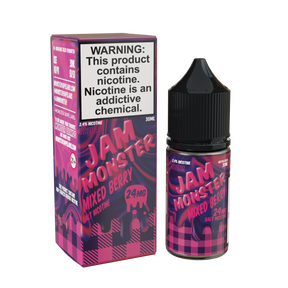 Jam Monster Salt – Mixed Berry – 30mL nicotine salt e-liquid featuring sweet mixed berry jam, buttery toast, and a smooth, rich finish.