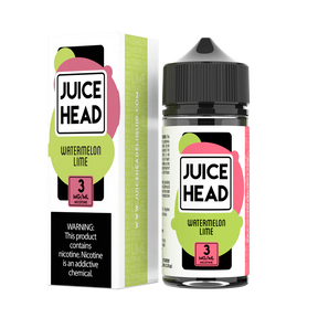 Juice Head Watermelon Lime 100mL e-liquid bottle featuring a blend of juicy watermelon and zesty lime flavors.