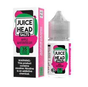 Juice Head Salts Apple Watermelon E-Liquid featuring crisp apple and juicy watermelon in a 30mL unicorn bottle.