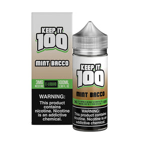 KEEP IT 100 Mint Bacco E-Liquid – 100ML Bottle with Refreshing Mint & Virginia Tobacco Flavor