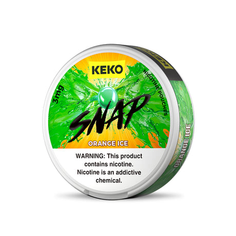 KEKO SNAP Orange Ice Nicotine Pouches – 15 Count with Citrus Mint Flavor and Snap Capsule
