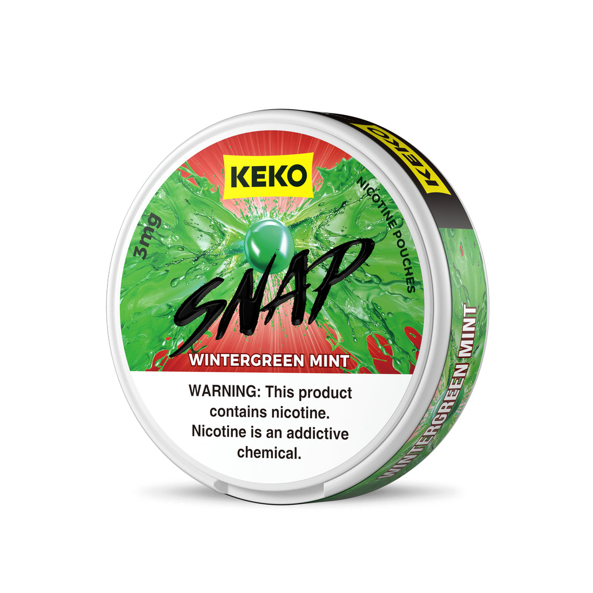 KEKO SNAP Wintergreen Mint Nicotine Pouches – 15 Count with Crushable Capsule