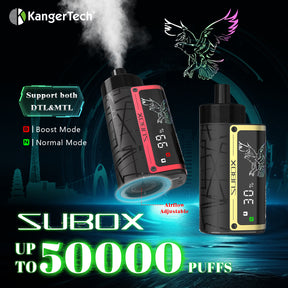 KangerTech SUBOX 50K Disposable Device Kit with digital screen, dual flavors, and 40mL e-liquid capacity