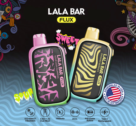 LALA BAR FLUX 40K Disposable Device with RGB Display, Adjustable Ice & Flavor Control, and Dual Mesh Coils