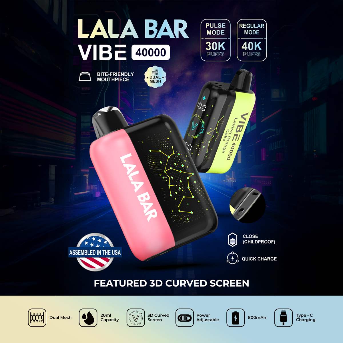 LALA BAR Vibe 40K Disposable 40,000 Puff Device | Assembled in USA, Texas Compliant VapoRider LALA BAR Vibe 40K Disposable 40,000 Puff Device | Assembled in USA, Texas Compliant VapoRider
