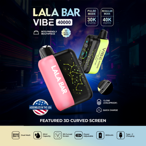 LALA BAR Vibe 40K Disposable Device with smart display, 20mL tank, and dual mesh coil – Texas compliant
