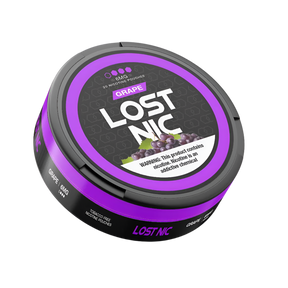 LOST NIC Grape Nicotine Pouches 20-count featuring bold grape flavor for a smoke-free, spit-free nicotine experience.