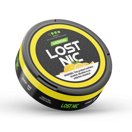 LOST NIC Lemon Nicotine Pouches 20-count with refreshing citrus flavor for smoke-free, spit-free convenience.