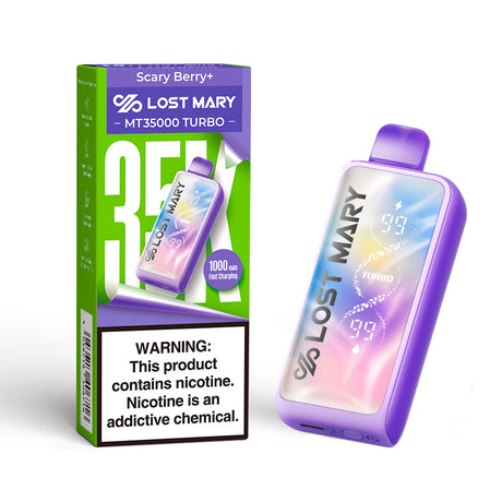 Lost Mary MT35K MT35000 Disposable in Scary Berry+ flavor – bold mixed berry fusion with super smooth vapor and long-lasting performance.