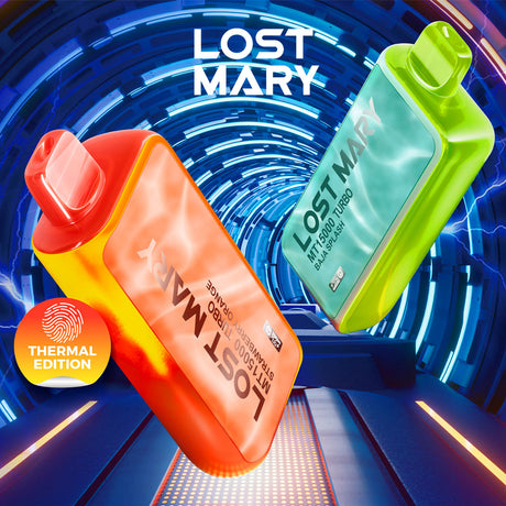 Lost Mary Turbo MT15000 Disposable Device, [Flavor Name], 15,000 puffs, rechargeable, digital display, dual mesh coils, thermal color-changing design.