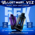 Lost Mary VIZ 55K Disposable Device with 360° transparent tank, LED lighting effects, and dual mesh coils