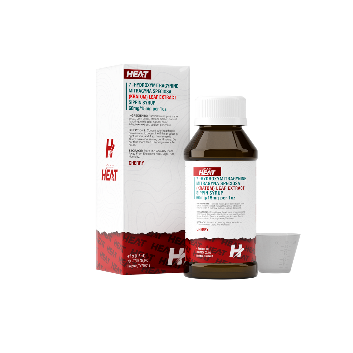 MODUS Straight Heat Sippin Syrup Cherry flavor, 4 oz bottle with 7-Hydroxymitragynine extract.