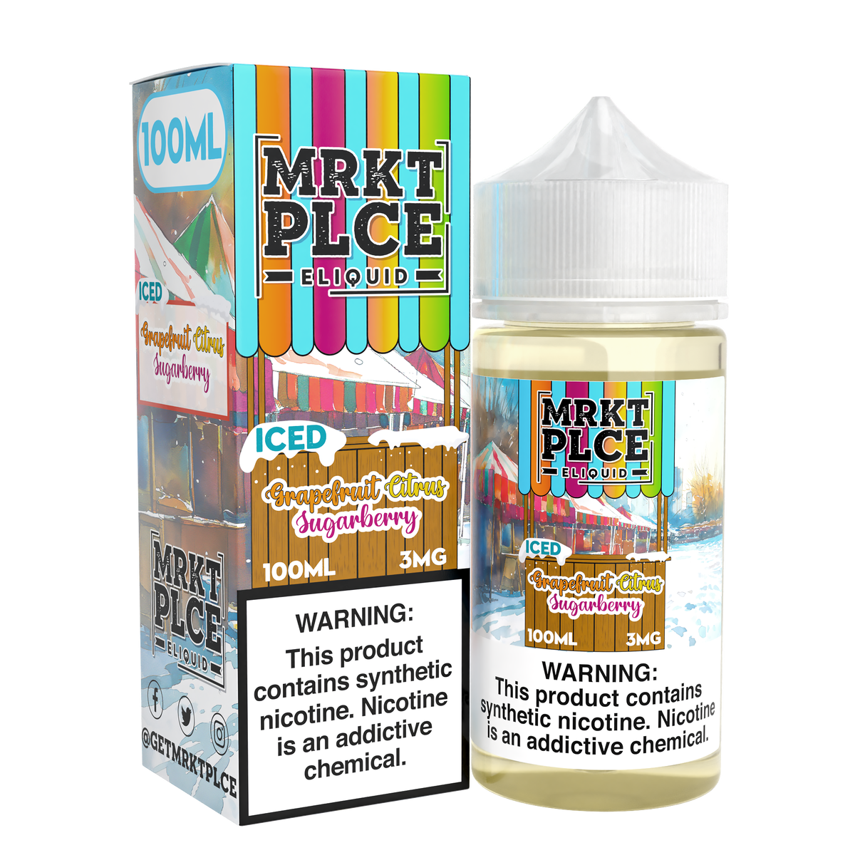 MRKTPLCE ICED Grapefruit Citrus Sugarberry 100mL bottle with icy grapefruit, citrus, and sugarberry flavors.