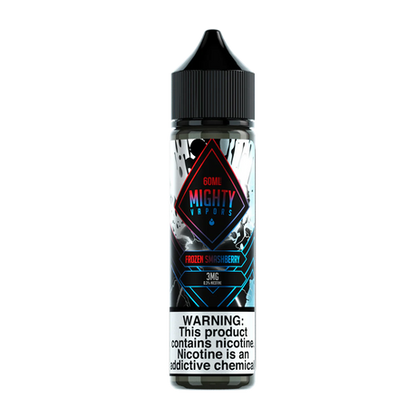 Mighty Vapors Frozen SmashBerry e-liquid 60mL bottle with sweet strawberry, tart mixed berries, and a menthol twist.