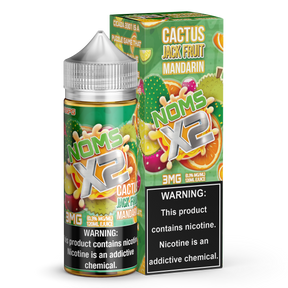 NOMS X2 by Nomenon 120mL E-Liquid bottle featuring cactus, jackfruit, and mandarin flavors.
