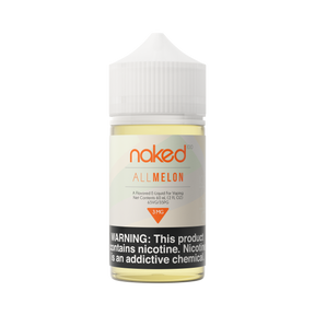 Naked 100 All Melon E-Liquid - Watermelon, cantaloupe, and honeydew blend in 60mL bottle.