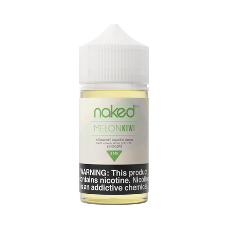 60ML Naked 100 Melon Kiwi e-liquid with honeydew, kiwi, and apple flavor in a unicorn bottle.