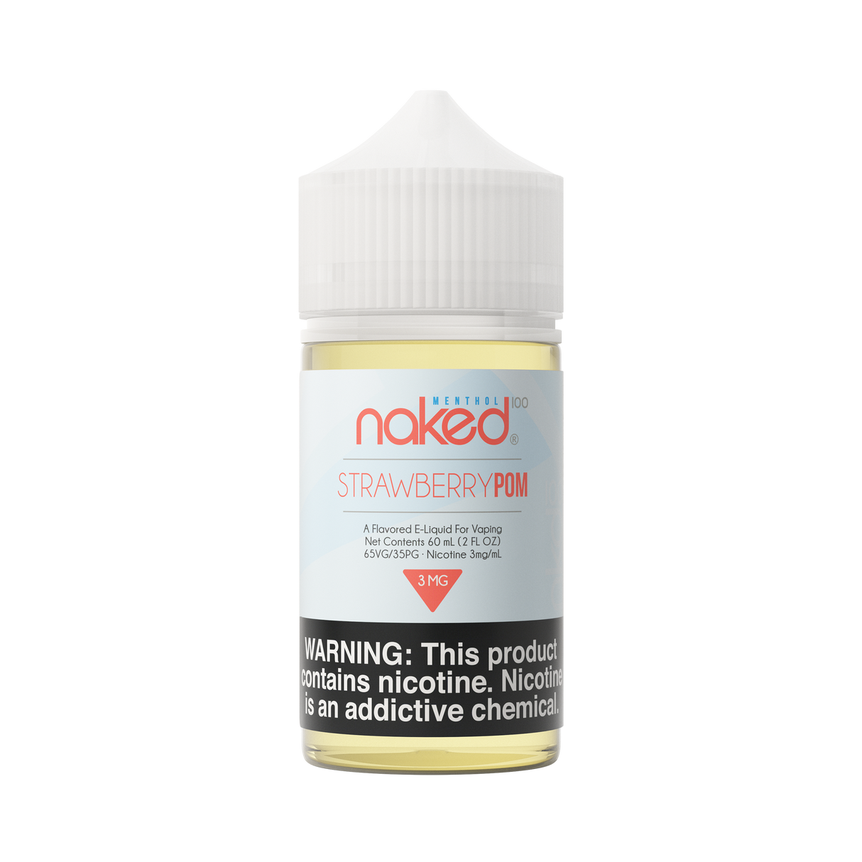 Strawberry, pomegranate, and kiwi menthol e-liquid - Naked 100 Strawberry POM 60mL with a crisp finish.