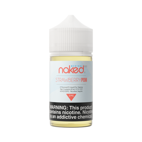 Strawberry, pomegranate, and kiwi menthol e-liquid - Naked 100 Strawberry POM 60mL with a crisp finish.