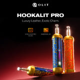OLIT HookaLit Pro 60K Disposable E-Hookah – Leather-Wrapped Design, 60,000 Puff Capacity, LED Display, and Shisha Sound Effect.
