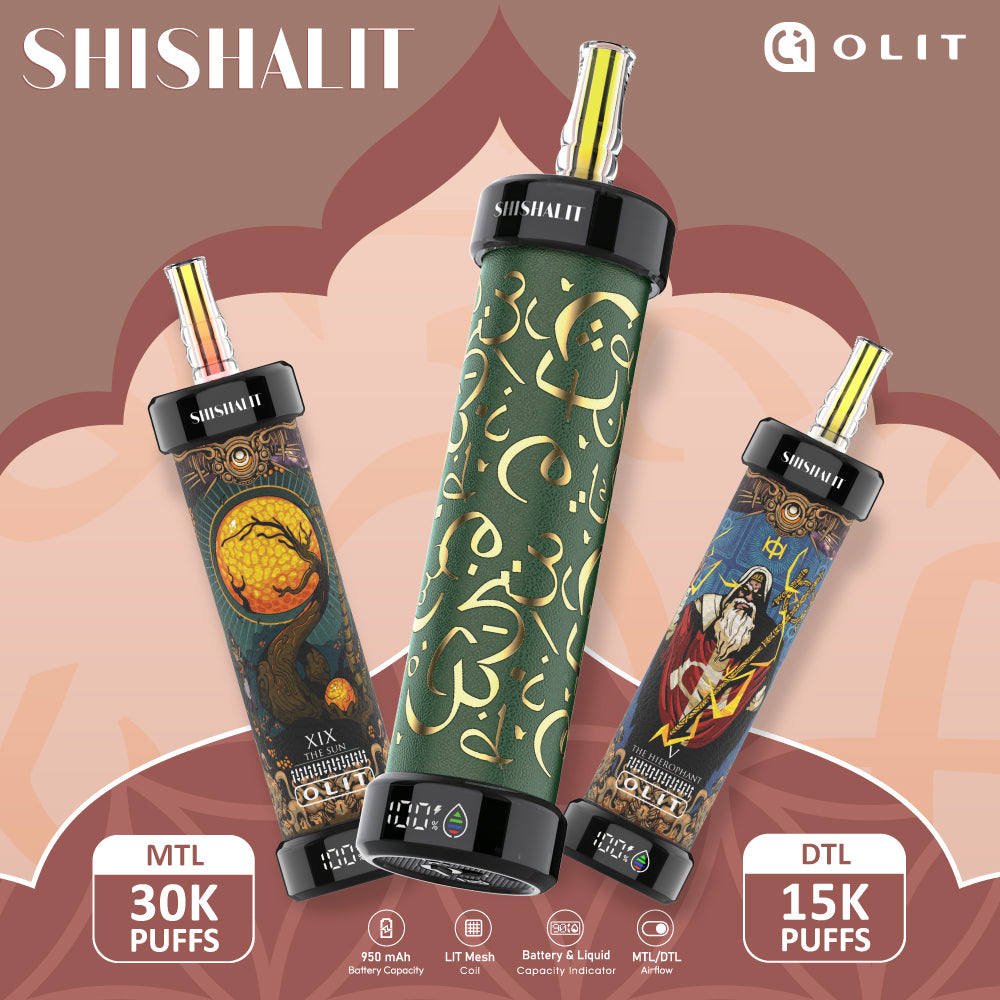 The OLIT Shishalit 30K is a newer, smaller version of the OLIT Hookalit 40K. Featuring adjustable airflow, a smart display, and up to 30,000 puffs. 950mAh rechargeable battery, 25mL e-liquid capacity, and advanced LIT mesh coil technology. Shop now!