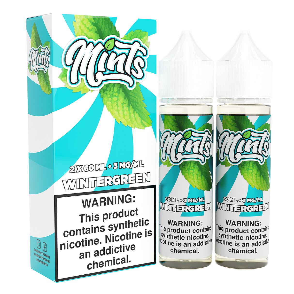 Wintergreen by Mints Series 2x 60mL 3mg bottle with packaging