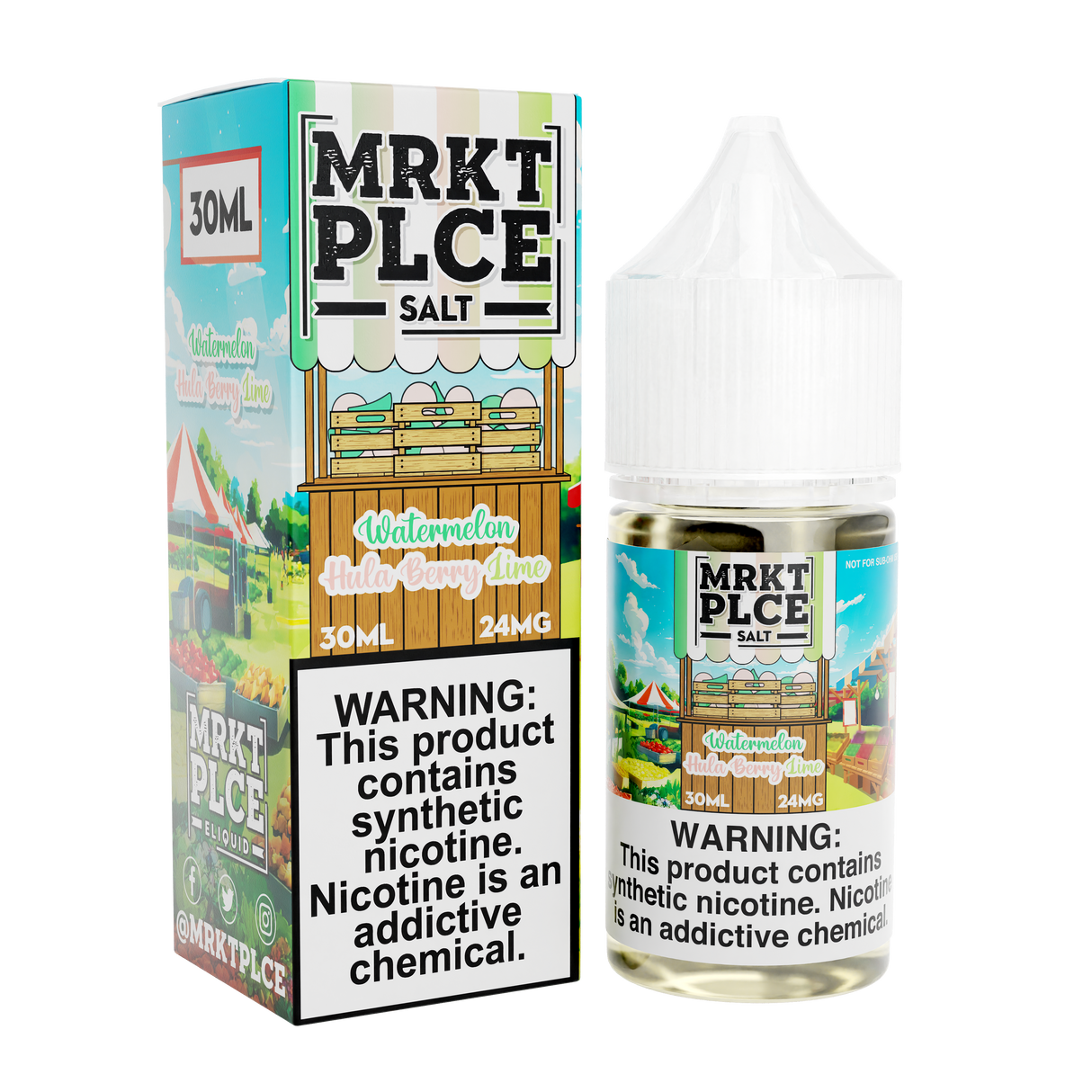 Watermelon Hulaberry Lime by MRKT PLCE Salts 30mL with Packaging