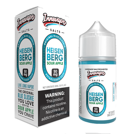 Heisenberg Sour Apple Innevape Salts 30mL 50mg bottle with packaging